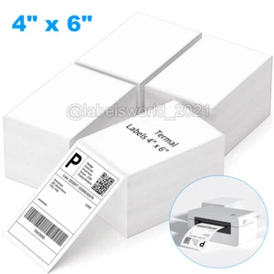 Etiquetas de envío térmico directo 4000-16000 Fanfold 4"x6" para impresoras enrollables Zebra - Imagen 1 de 8