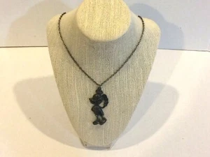 Vintage Disney Mickey Mouse Silver Necklace w/ Chain - 2" Pendant - Picture 1 of 3