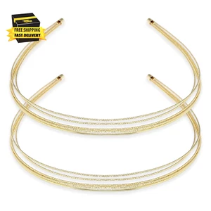 2Pcs Multi Layers Thin Headbands Gold Metal Headbands for Women Girls Layered Wi - Picture 1 of 7