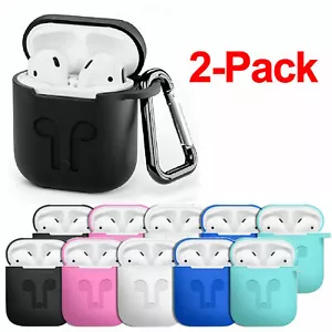 2 Pack Silicone Cover Protective Skin W/ Buckle for Apple Airpod Charging Case - Picture 1 of 14