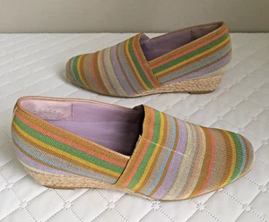 Alpargata SAS Cuña Becky Yute Envoltura Mujeres EE. UU. 7,5 WW Coloridas Rayas Hechas en Italia - Imagen 1 de 10