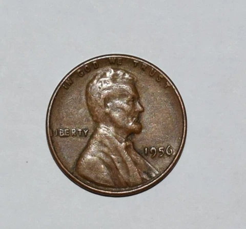 1956 Lincoln Wheat Penny Error Skull, Lip Spear, Eye, Lettering Missing L +More Cover