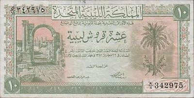 Libya 10 Piastres  24.10.1951  P 6  Prefix K/11 Circulated Banknote   - Image 1 of 2