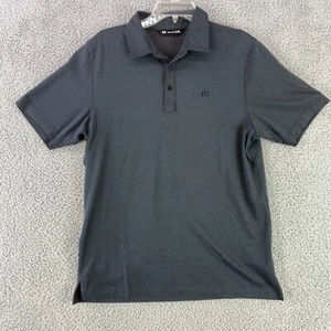 Travis Mathew Polo Shirt Men's Medium Gray Knit Short Sleeves Golf Logo - Picture 1 of 9