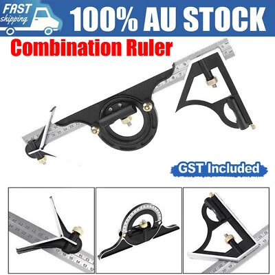 3 In 1 Square Angle Ruler Set Adjustable Combination Right Angle Ruler Measuring - image 1 of 4