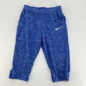 Nike Dri-Fit Girl’s Cropped Leggings Pockets Heather Blue Size 6 12” 275 - Picture 1 of 11
