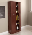 Pantry Cabinet with Doors Tall Wood Free Standing Kitchen Storage Cherry Food