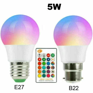 RGB Bulb Led Light 16 Colour Changing Remote Control B22/E27 Bayonet/Screw Lamp - Picture 1 of 14
