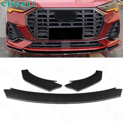 For Audi Q3 Quattro 2019-24 Carbon Fiber Front Bumper Lip Spoiler Bodykit Strip Foto 1 de 4