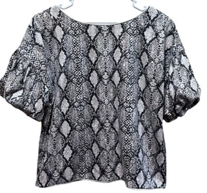 FATE NWT Snakeskin Sequin Top Sz small Puff Sleeve Scale And Sparkle - Picture 1 of 4