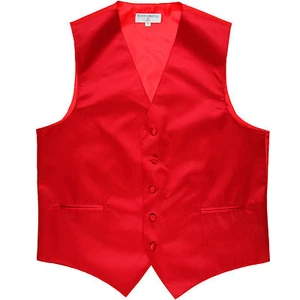 Nuevo chaleco de esmoquin de poliéster para hombre solo sólido fiesta de boda formal Rojo - Imagen 1 de 2