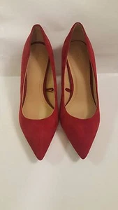 Sexy Zara Trafaluc Hot Pink Red Suede High Heel Shoes Pump Size 37 Made in Italy - Picture 1 of 11