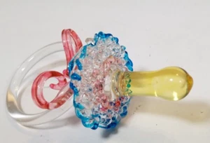 Chupete bebé vintage de vidrio soplado a mano rosa,. Azul 3,5 pulgadas - Imagen 1 de 13
