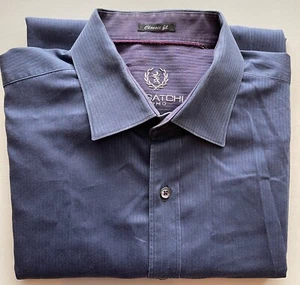 BUGATCHI Uomo Classic Fit blue-gray violet stripes LS button shirt XL flip cuffs - Picture 1 of 18