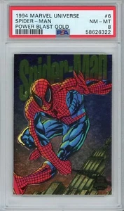 1994 Marvel Universe Power Blast Gold #6 Spider-Man PSA 8 - Picture 1 of 2