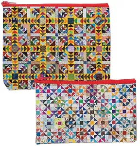 Addicted to Scraps Eco Zipper Pouch Set Stash Books 9.5" x 7" Art Fashion New - Picture 1 of 1