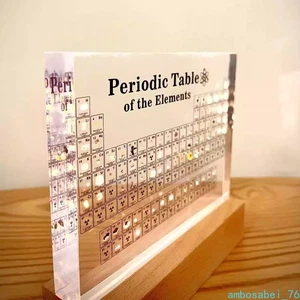 Periodic Table of Elements Acrylic Periodic Table Wooden LED Light Base Gift - Picture 1 of 7