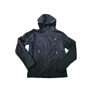 Spyder Transport Hooded Jacket Mens Small Black Full Zip Fleece Lined - Picture 1 of 5