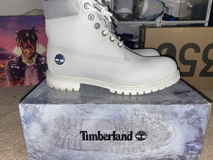 all white timberland boots