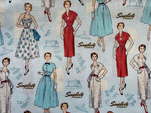 RARE & OOP Retro Vintage Designer SIMPLICITY BLUE LADIES & NOTIONS 100% Cotton