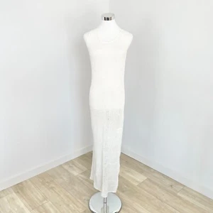 Sylk Swim Dress Womens S/M White Esmi Maxi Sleeveless Open Knit Scoop Neck New - Picture 1 of 12