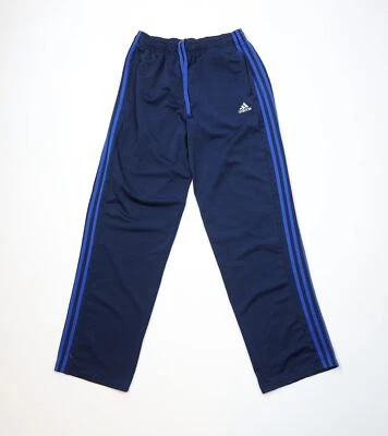 Calça de moletom vintage Adidas masculina grande desbotada listrada perna larga azul - Imagem 1 de 4