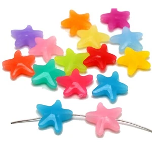 50 Mixed Jelly Color Acrylic Faceted Star Sea Star Starfish Beads 22mm - Picture 1 of 6