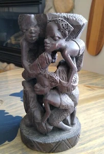 Vintage African "Family Tree" Ebony Sculpture from Malawi 8" Tall x 5" dia.  - Picture 1 of 6