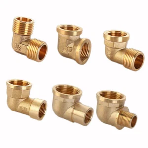 Brass Male/Female Thread Elbow Joiner Connector Fitting Adapter 1/2" 3/4" 1" - Picture 1 of 22