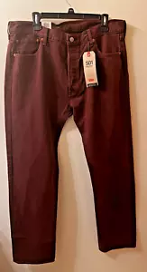 LEVIS 501 Jeans Mens 36x34 Burgandy Straight Button fly Denim Pants NWT - Picture 1 of 9