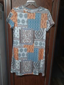 Nuevo Vestido Soly Hux Paisley Cuello Redondo Manga Corta ALine 36" Largo Talla 1X - Imagen 1 de 5
