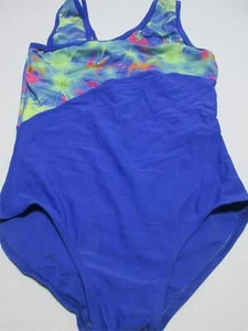 Prizm Youth Girls Size L Sport Suit Blue Wide Straps Stretch Glitter Dancewear - Picture 1 of 6