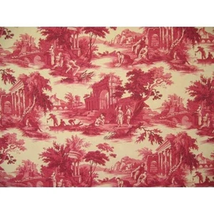 TOILE DE JOUY SCÈNE DE PÊCHE COLORIS ROUGE  - Imagen 1 de 1