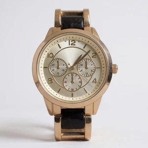 Gold Tone and Black Bracelet Women's Fashion Watch Stainless Steel Back - Picture 1 of 8