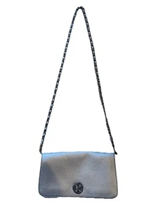 Pochette Tory Burch grigio argento pelle ciottolata - Foto 1 di 8