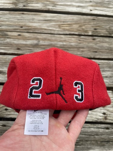 Cappello Cabbie Vintage anni 90 Nike Michael Jordan Nuovo con etichette Rosso Newsboy Ricamato Taglia S