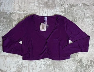 Savage Fenty Women's Cropped Sleep Top V-Neck Button Front Purple Pop Sz: 16-18 - Picture 1 of 4