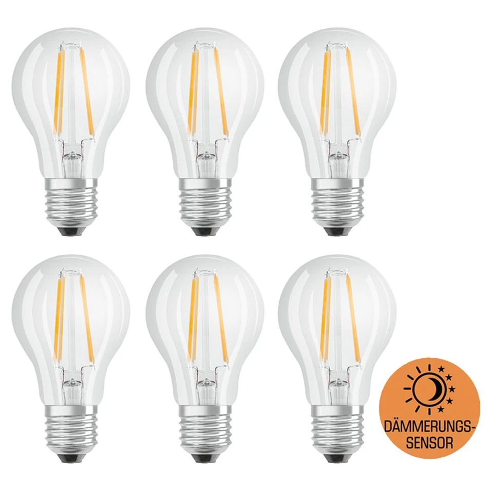 6 x Osram LED Filament A60 6,5W =60W E27 klar neutralweiß 4000K Tageslichtsensor - Bild 1 von 4
