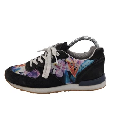 Inkkas Shoes Womens Size 7 Black Suede Floral Print Lace Up Running Sneakers - Image 1 of 4