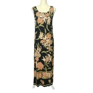 Vintage 90s Y2K White Stag Rayon Floral Hawaiian Tropical Maxi Dress Size 12/14 - Picture 1 of 15