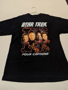 1998 STAR TREK "FOUR CAPTAINS" (XL) T-Shirt Kirk Picard Sisko Janeway - Picture 1 of 5