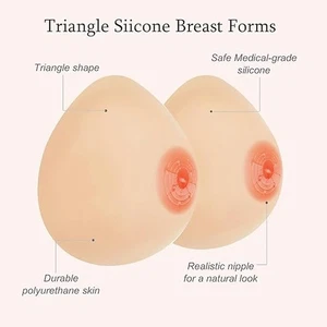 Silicone Breast Forms Fake Boobs Triangle Inserts Mastectomy Crossdresser 1 Pair - Picture 1 of 9