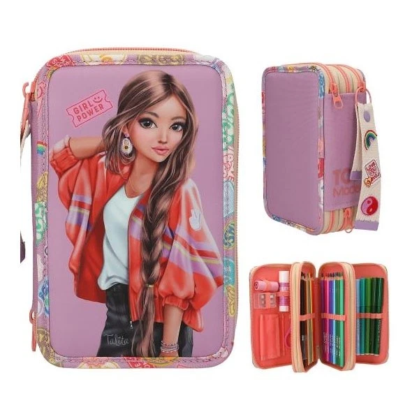 DEPESCHE - TOPMODEL 3-FACH FEDERTASCHE MIT ANHÄNGER GIRL POWER GEFÜLLT NEU OVP - Bild 1 von 1