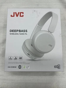 JVC DEEP BASS Wireless Headphones HA-S36W in white. 35hr battery. Remote/Mic.New - Picture 1 of 2