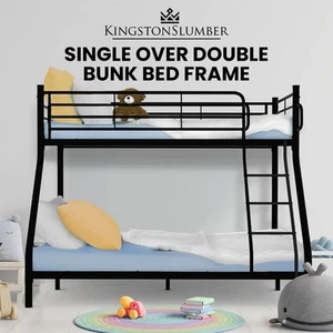 KINGSTON Metal Bunk Bed Single and Double Bunk Bed Frame Furniture Adults Kids - Picture 1 of 10