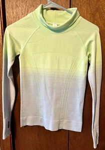 Ivivva Long Sleeve Mock Neck Logo Top Athletic Sport Shirt Size 8 Blue & Green - Picture 1 of 12