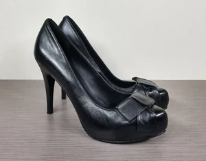 Pelle Moda High Heel Platform Pump, Black Leather, Womens Size 7.5 M - Picture 1 of 10