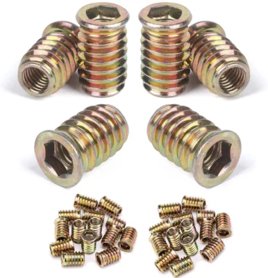 HQ M4 M5 M6 M8 M10 Steel Furniture Bolt Headless Screw Nut Threaded Wood Inserts