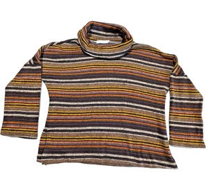 MISSLOOK Sweater Turtleneck Med Womens Multicolor Striped Dropped Sleeve - Picture 1 of 9
