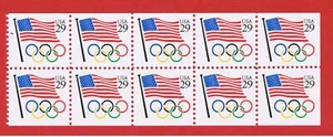 #2528 MNH OG bklt pane of 10 Flag & Rings Free S/H - Picture 1 of 1